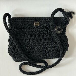 The Sak Black Crochet Mini Shoulder Bag